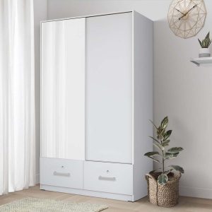 Lemari Sliding Kayu 2 Pintu Minimalis Modern | Omaha Wardrobe – Kirana Furniture