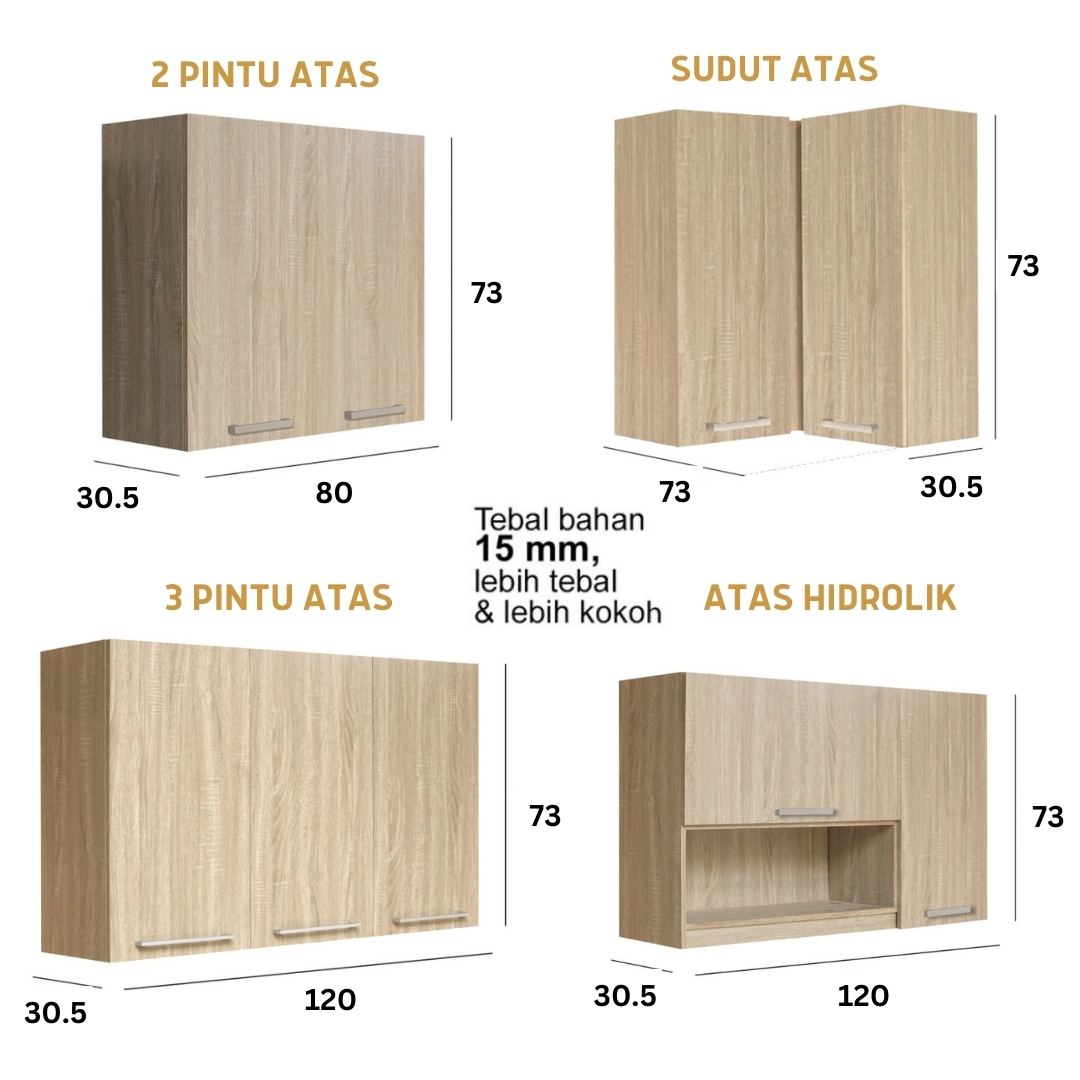 Kitchen Set Kayu Modern Minimalis | Denver Atas 3 Pintu – Kirana Furniture - Gambar 2