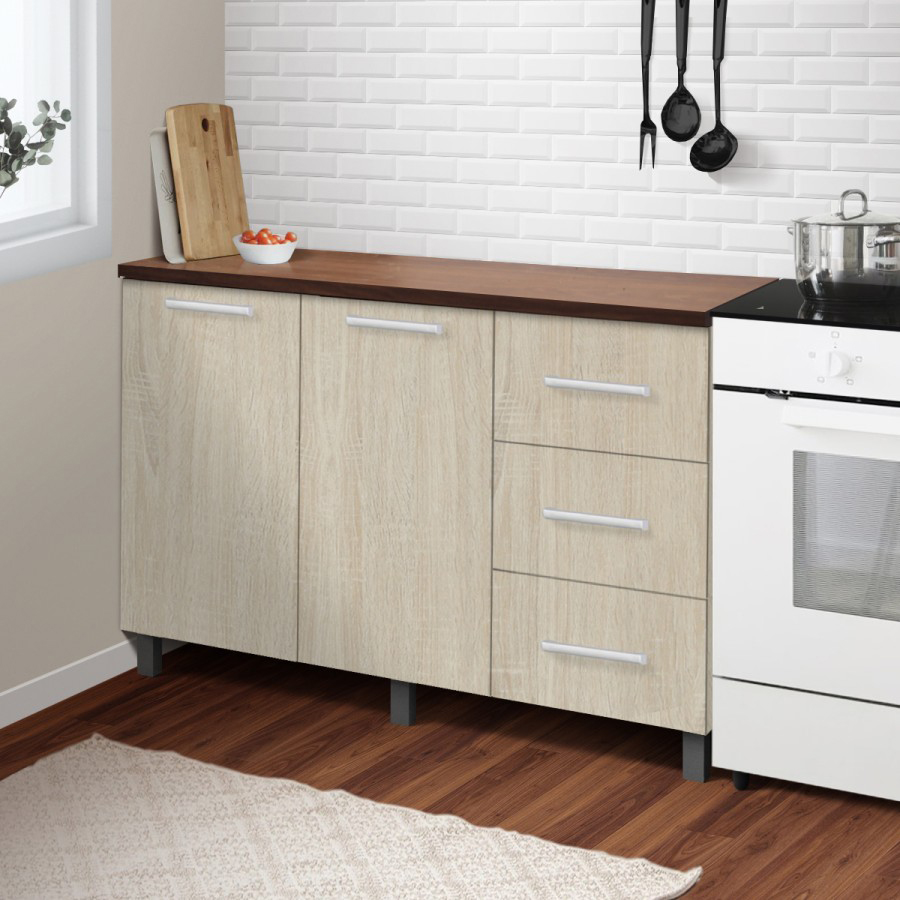 Kitchen Set Kayu Modern Minimalis | Denver Bawah 3 Laci – Kirana Furniture