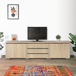 Meja TV Kayu Minimalis Modern | Santorini – Kirana Furniture