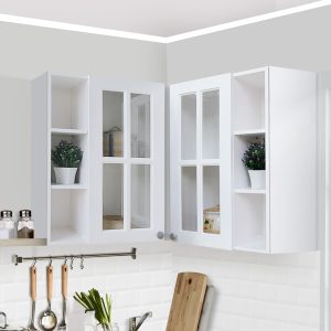 Kitchen Set Kayu Modern Minimalis | Nebraska Sudut Full Kaca – Kirana Furniture