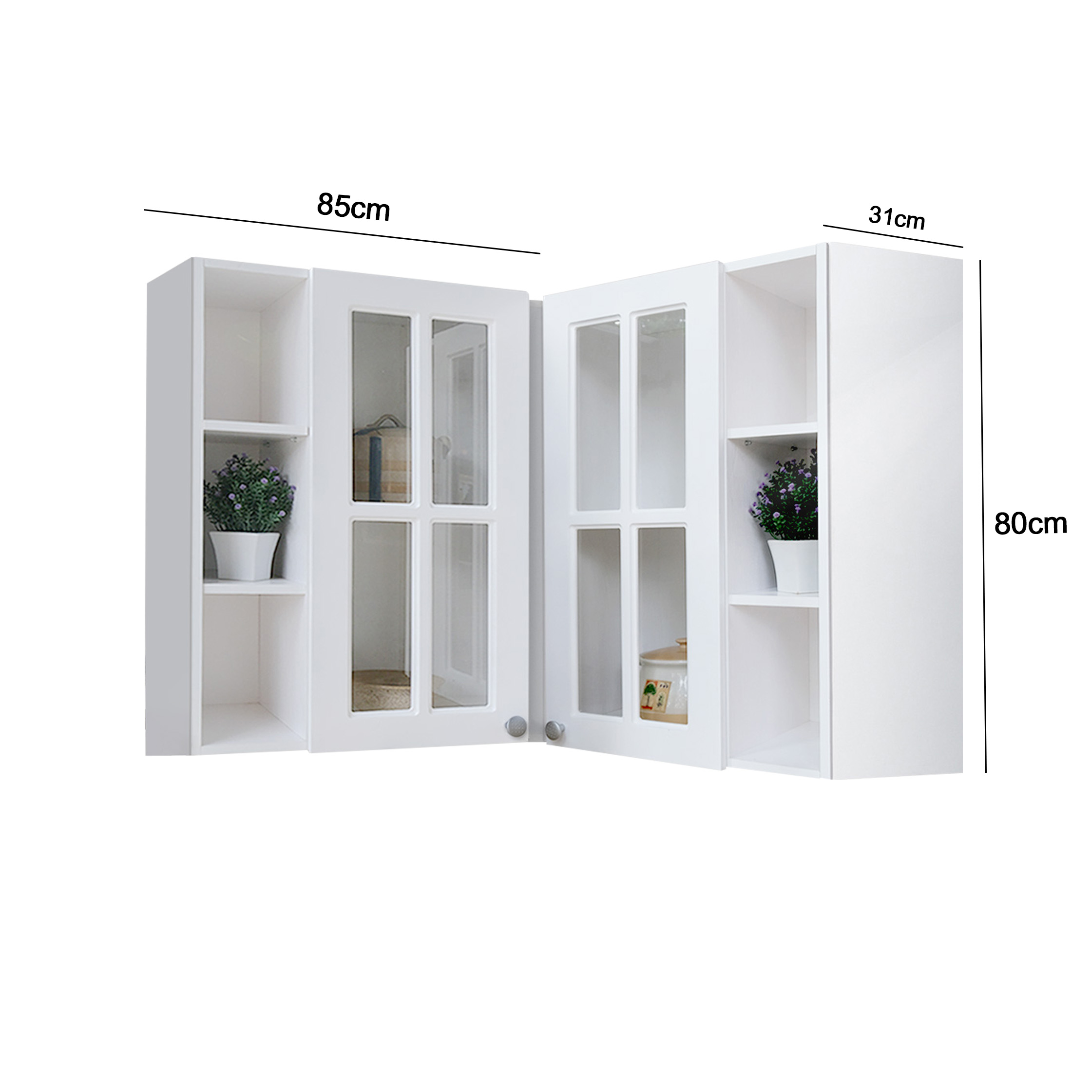 Kitchen Set Kayu Modern Minimalis | Nebraska Sudut Full Kaca – Kirana Furniture - Gambar 2