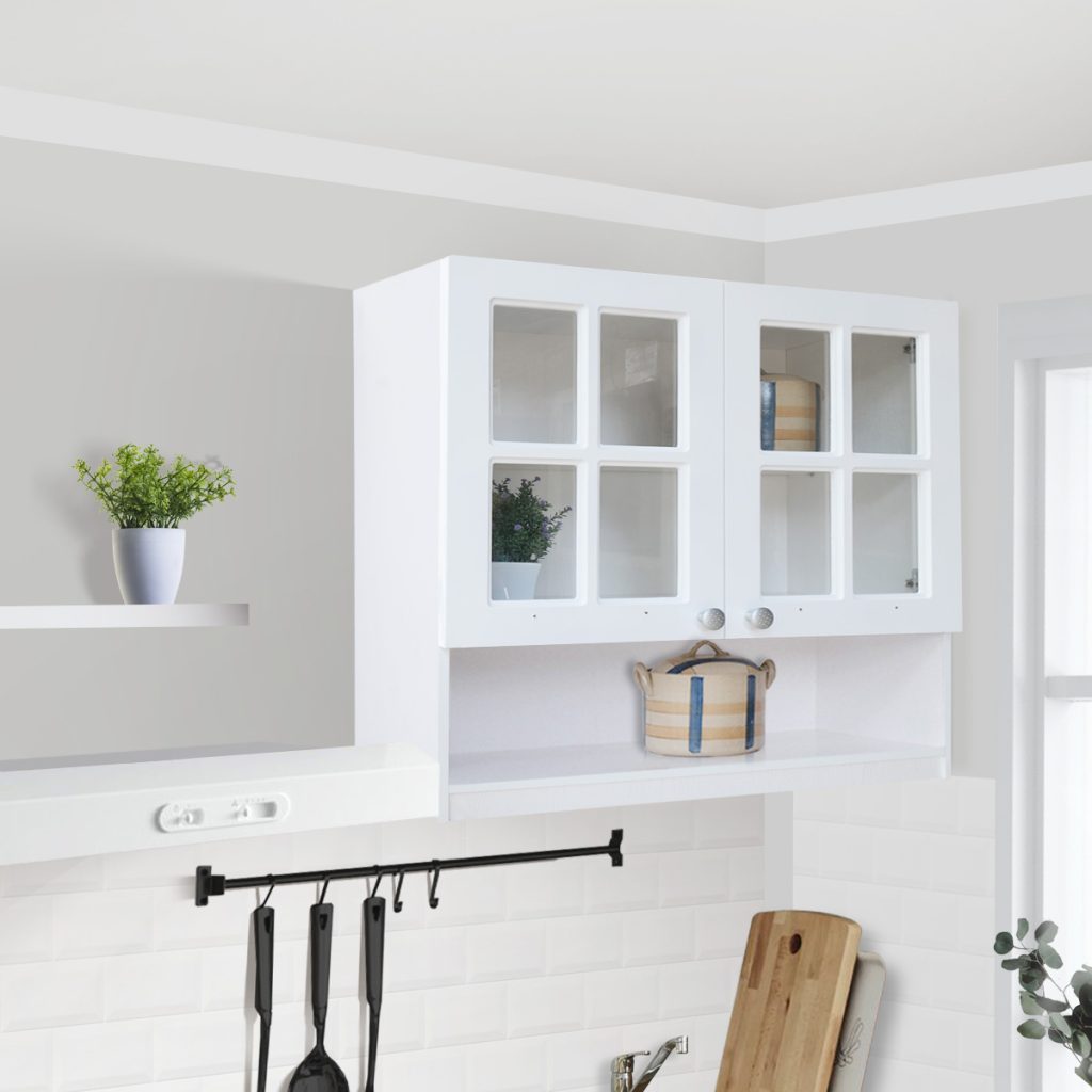Kitchen Set Kayu Modern Minimalis | Nebraska 2 Pintu Kaca Rak – Kirana Furniture