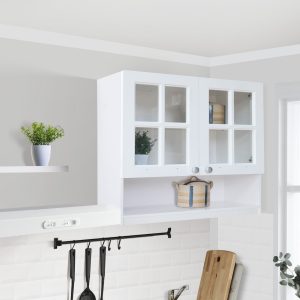 Kitchen Set Kayu Modern Minimalis | Nebraska 2 Pintu Kaca Rak – Kirana Furniture