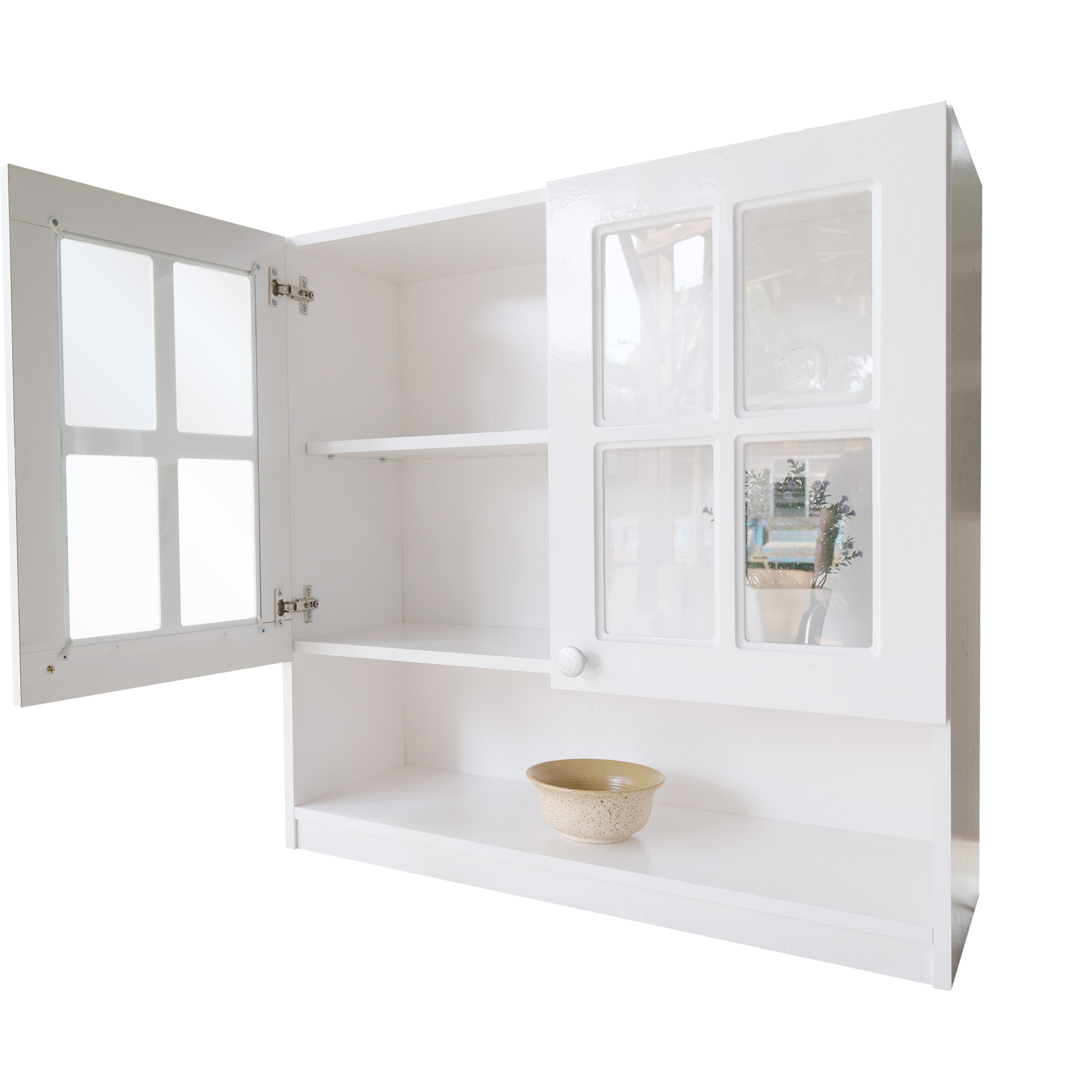 Kitchen Set Kayu Modern Minimalis | Nebraska 2 Pintu Kaca Rak – Kirana Furniture - Gambar 3