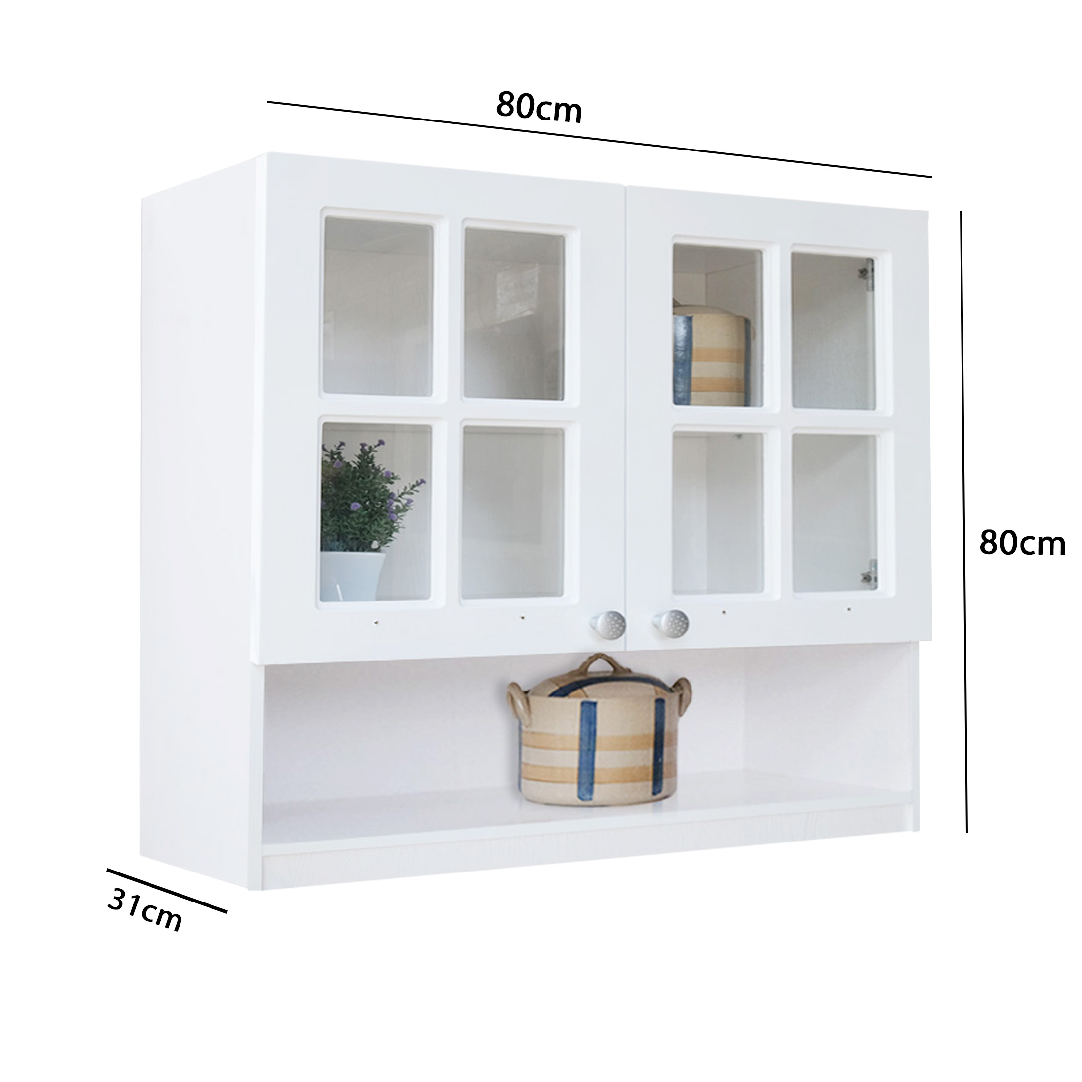 Kitchen Set Kayu Modern Minimalis | Nebraska 2 Pintu Kaca Rak – Kirana Furniture - Gambar 2
