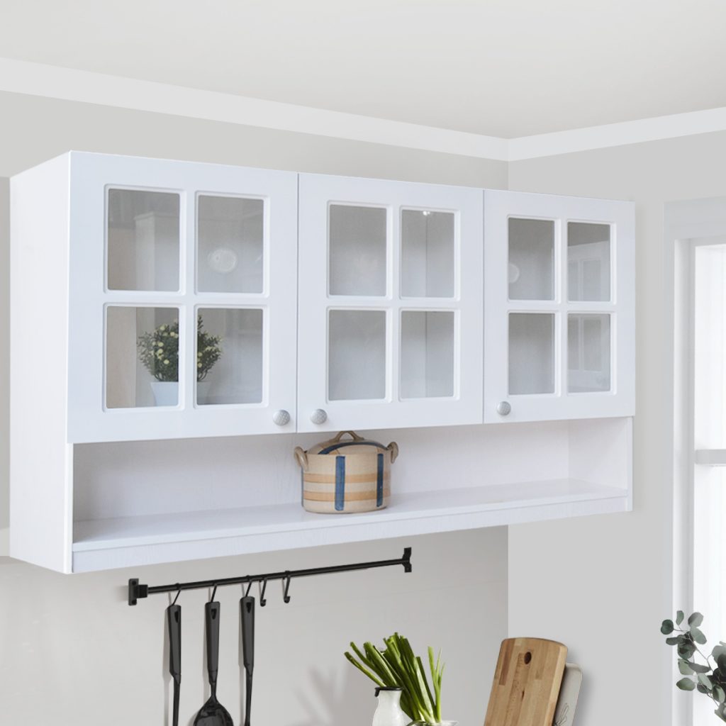 Kitchen Set Kayu Modern Minimalis | Nebraska 3 Pintu Kaca Rak – Kirana Furniture
