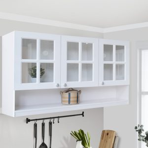 Kitchen Set Kayu Modern Minimalis | Nebraska 3 Pintu Kaca Rak – Kirana Furniture