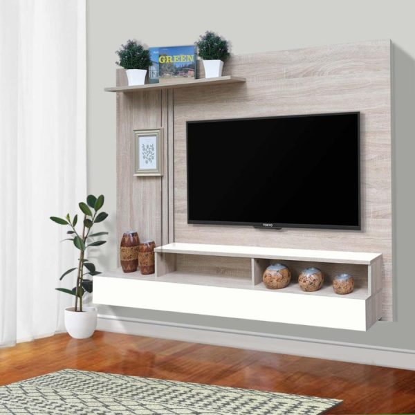 Tallinn - Wall Unit Kayu Backdrop TV (Sonoma White)