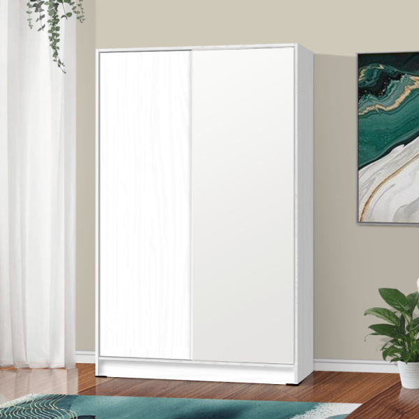 Arkansas - Lemari 2 Pintu Sliding Dengan Cermin (White)