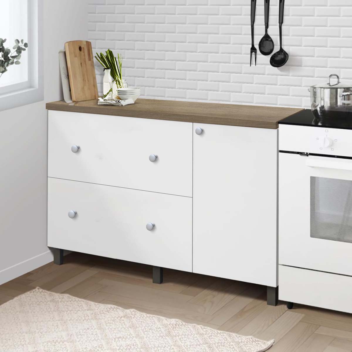 Kitchen Set Kayu Modern Minimalis | Nebraska Bawah 2 Laci – Kirana Furniture