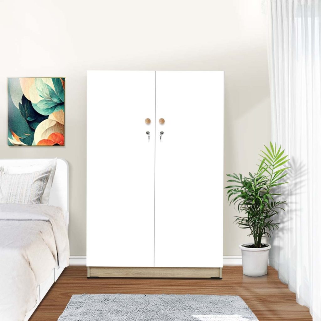 Lemari Pakaian Kayu Mini Minimalis Modern | Hayden Wardrobe – Kirana Furniture