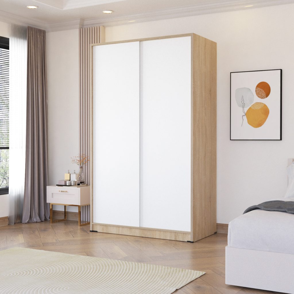 Lemari Sliding Kayu 4 Pintu Minimalis Modern | Taylor Wardrobe – Kirana Furniture