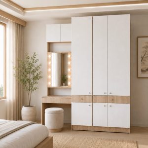 Lemari Pakaian Kayu Set Minimalis Modern | Irvine Wardrobe – Kirana Furniture