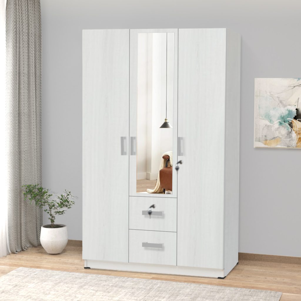 Lemari Pakaian Kayu Minimalis Modern | Tea Wardrobe – Kirana Furniture