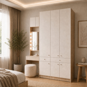 Lemari Pakaian Kayu Set Minimalis Modern | Irvine Wardrobe – Kirana Furniture