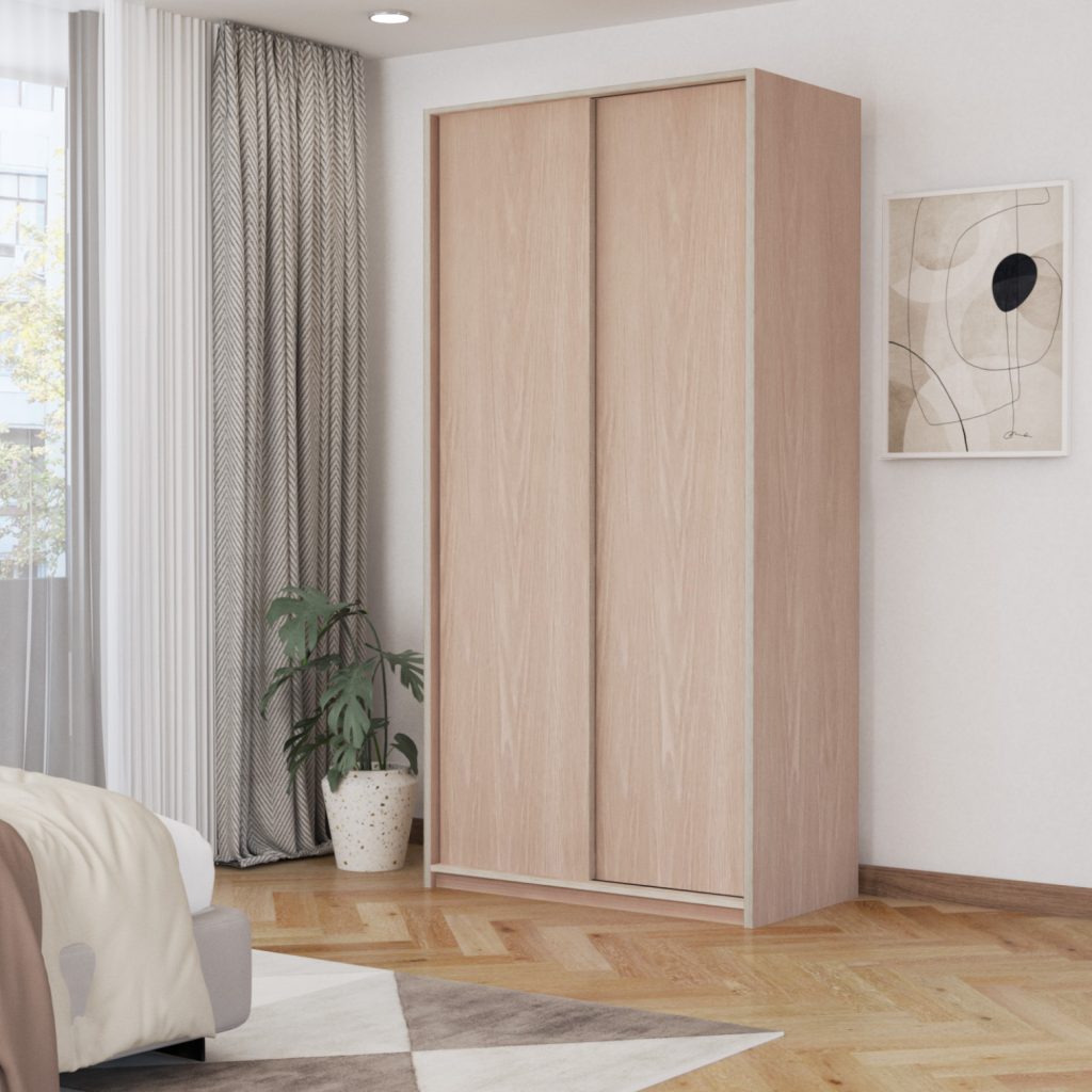 Lemari Sliding Kayu 2 Pintu Minimalis Modern | Wina Wardrobe – Kirana Furniture