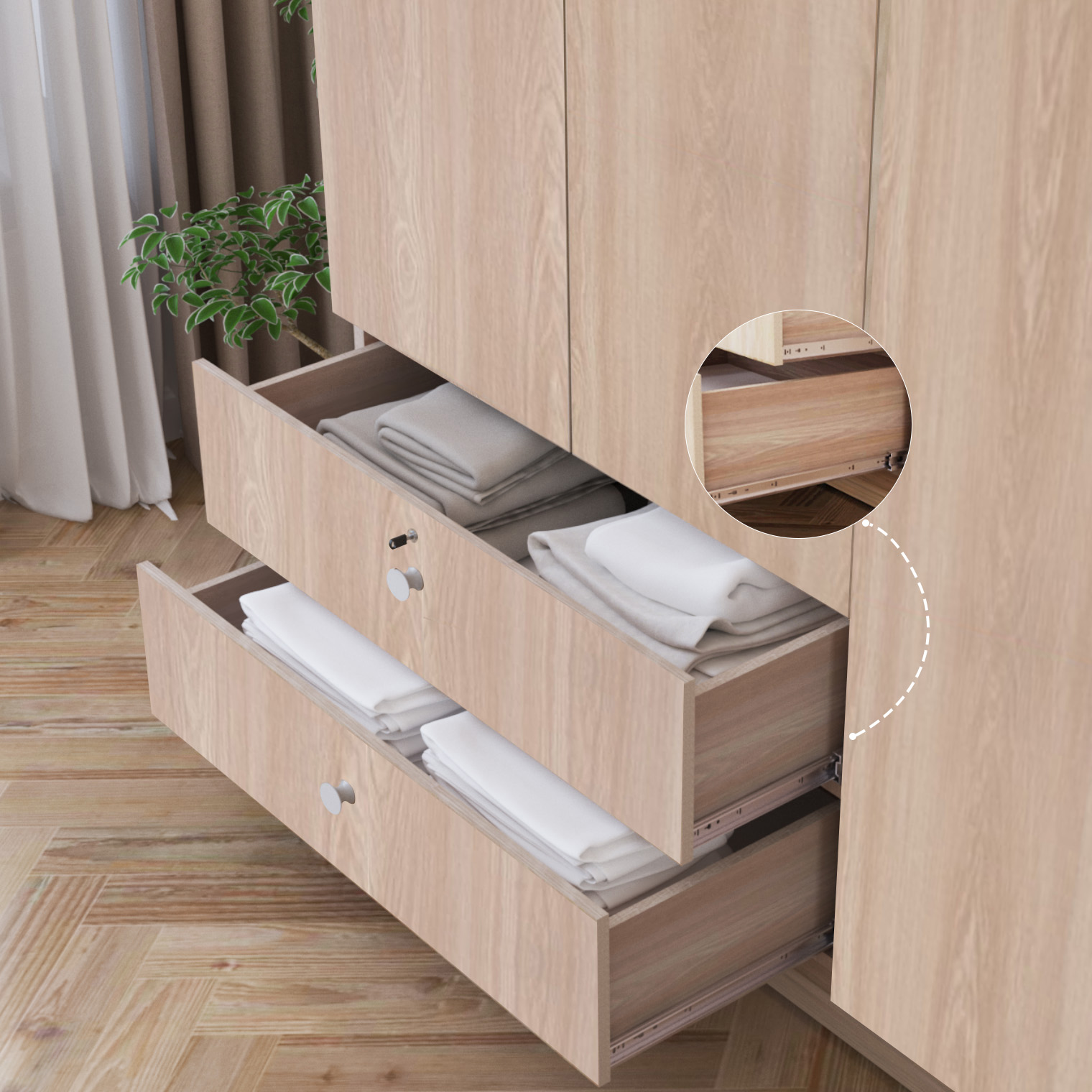 Texas - Lemari Pakaian 4 Pintu - Gambar 7