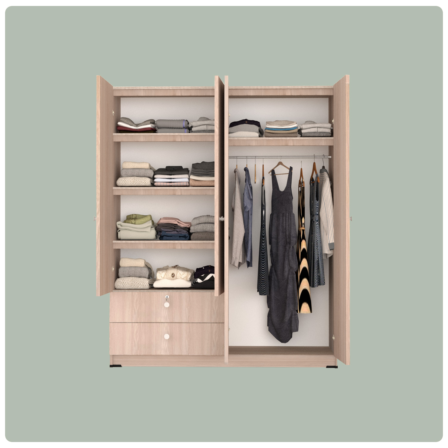 Texas - Lemari Pakaian 4 Pintu - Gambar 3