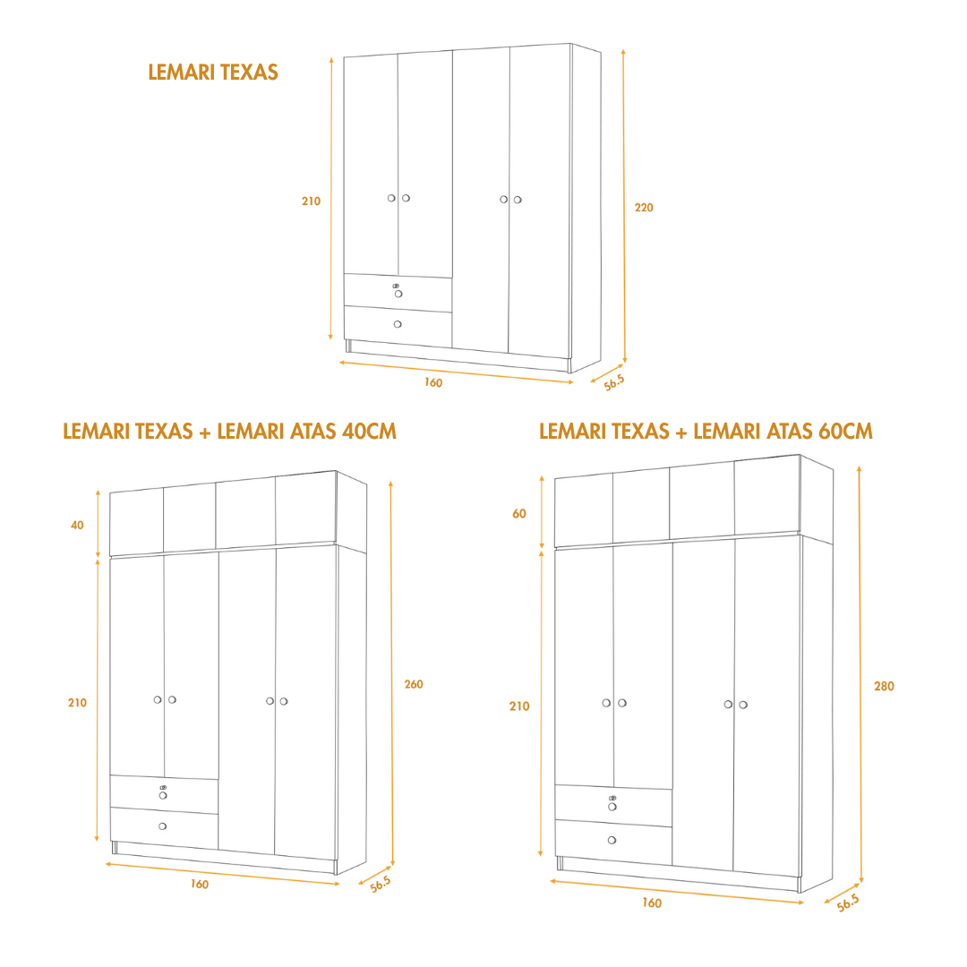 Texas - Lemari Pakaian 4 Pintu - Gambar 2