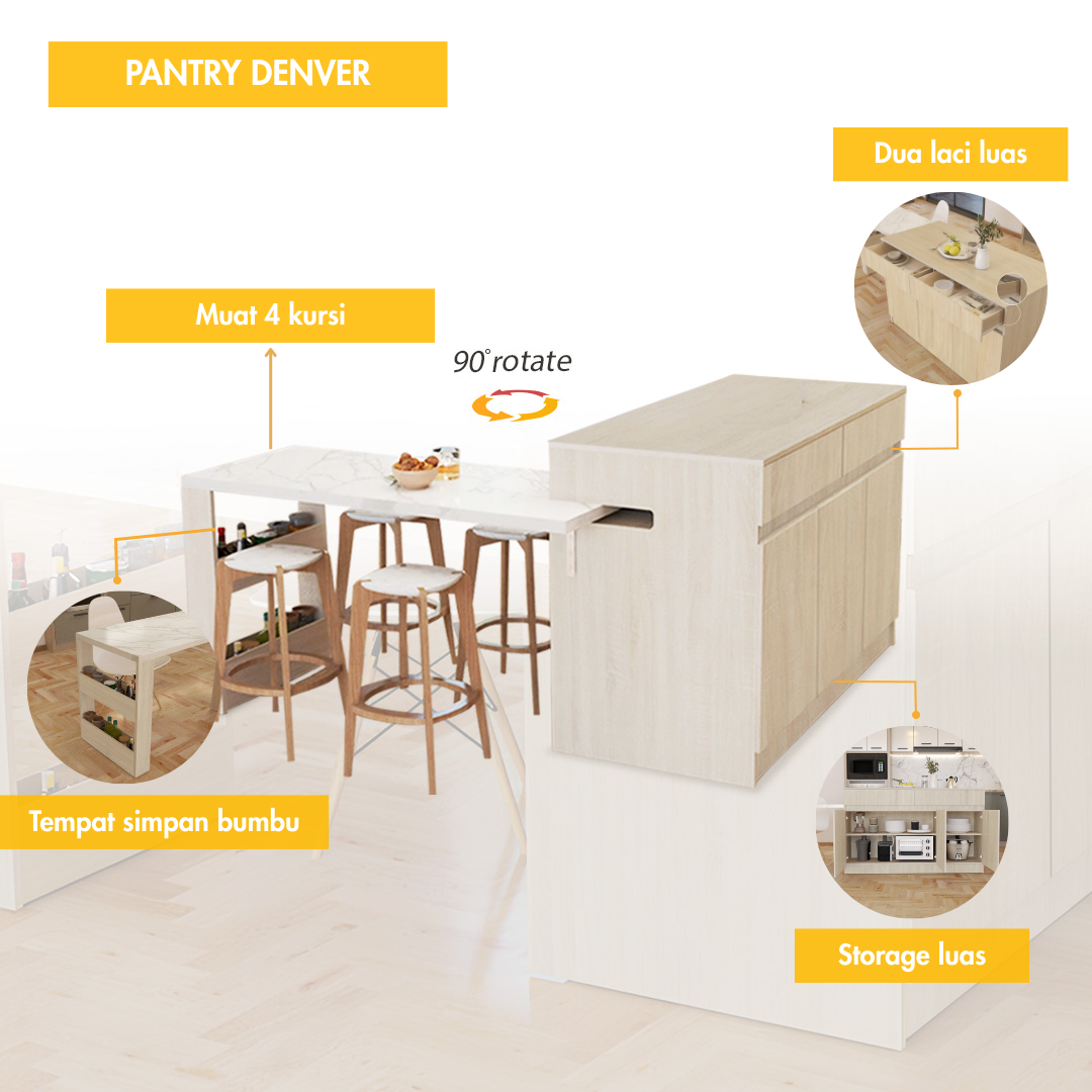 Kitchen Set Kayu Modern Minimalis | Denver Pantry – Kirana Furniture - Gambar 6