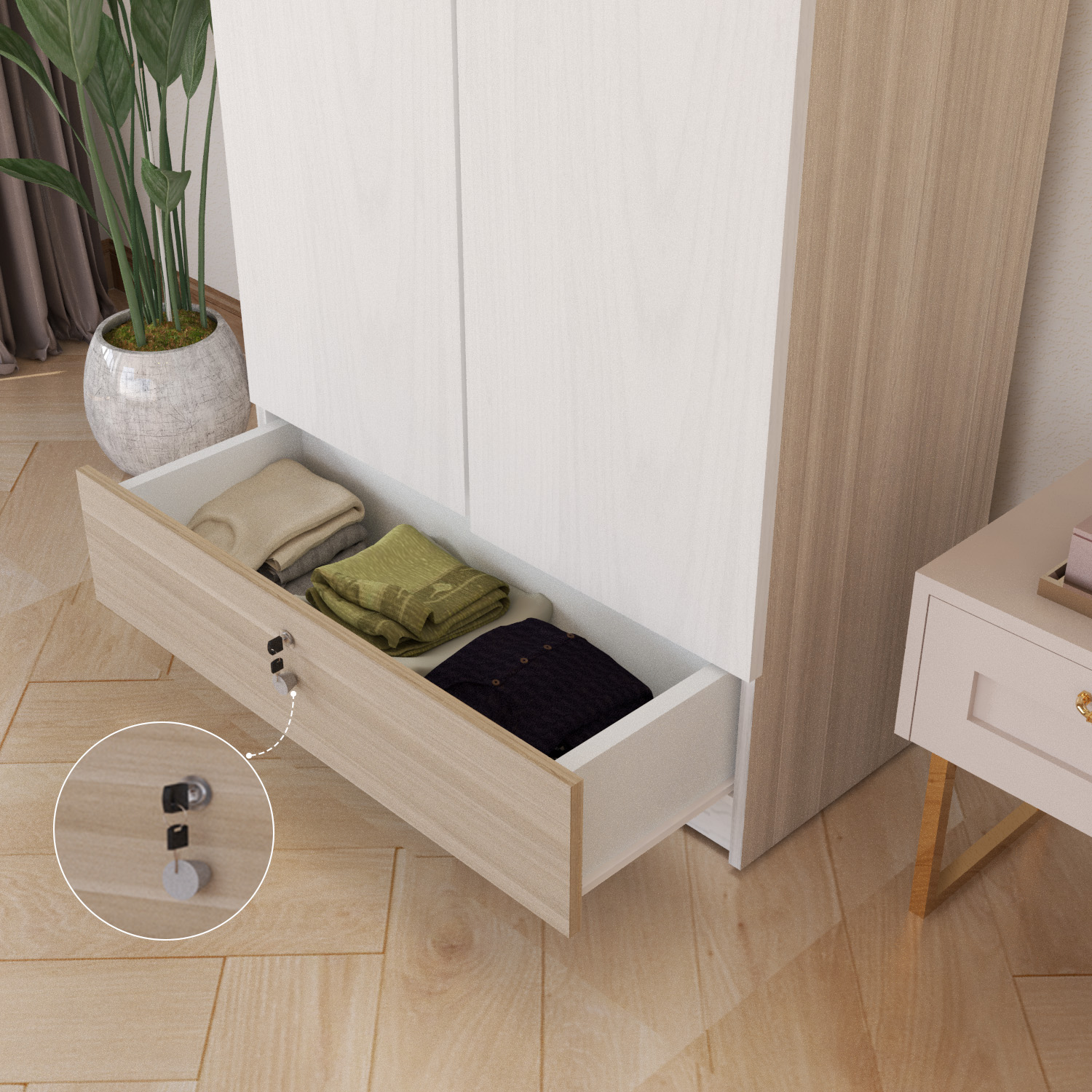 Boston - Lemari Pakaian 2 Pintu - Gambar 5