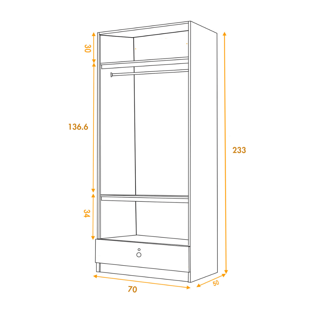 Boston - Lemari Pakaian 2 Pintu - Gambar 2