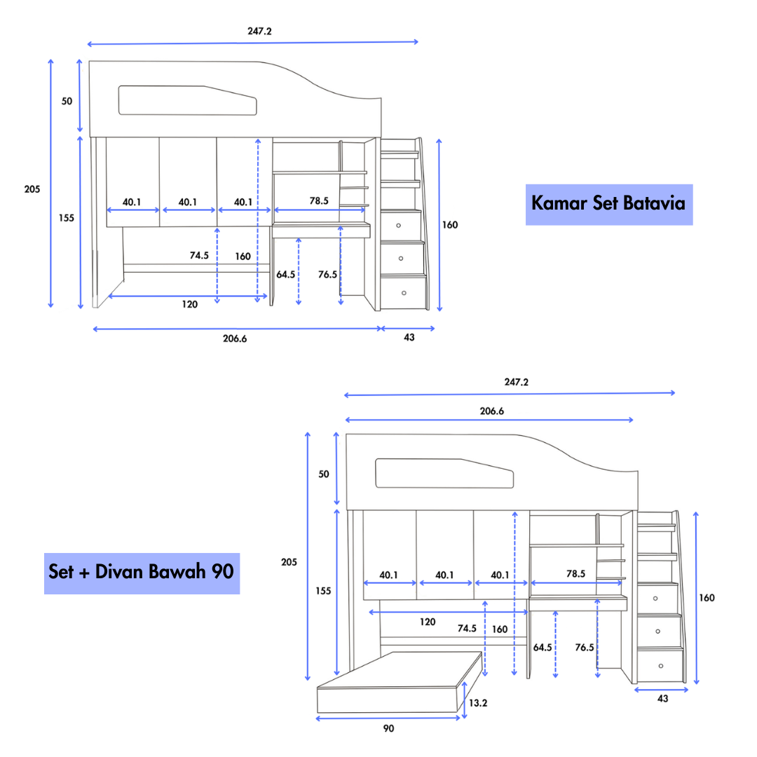 Set Kamar Tidur Kayu Minimalis Modern | Batavia – Kirana Furniture - Gambar 2
