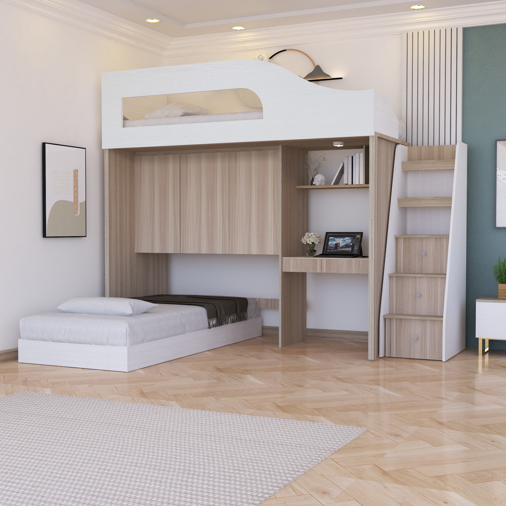 Set Kamar Tidur Kayu Minimalis Modern | Batavia – Kirana Furniture