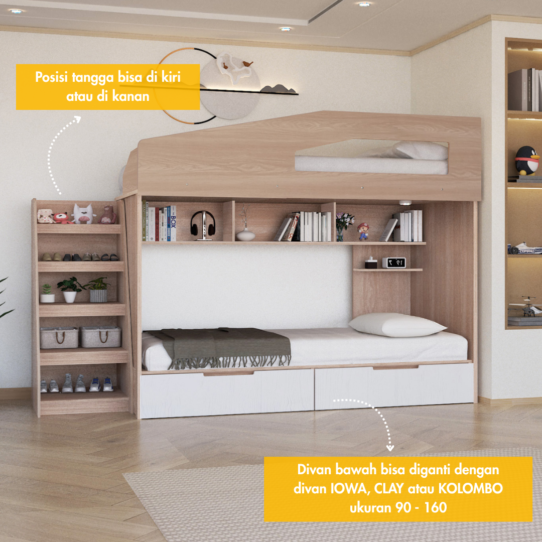 Set Kamar Tidur Kayu Minimalis Modern | Manhattan – Kirana Furniture - Gambar 3