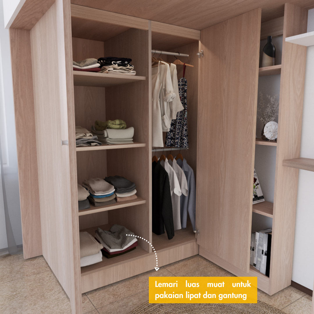 Set Kamar Tidur Kayu Minimalis Modern | Nevada – Kirana Furniture - Gambar 5