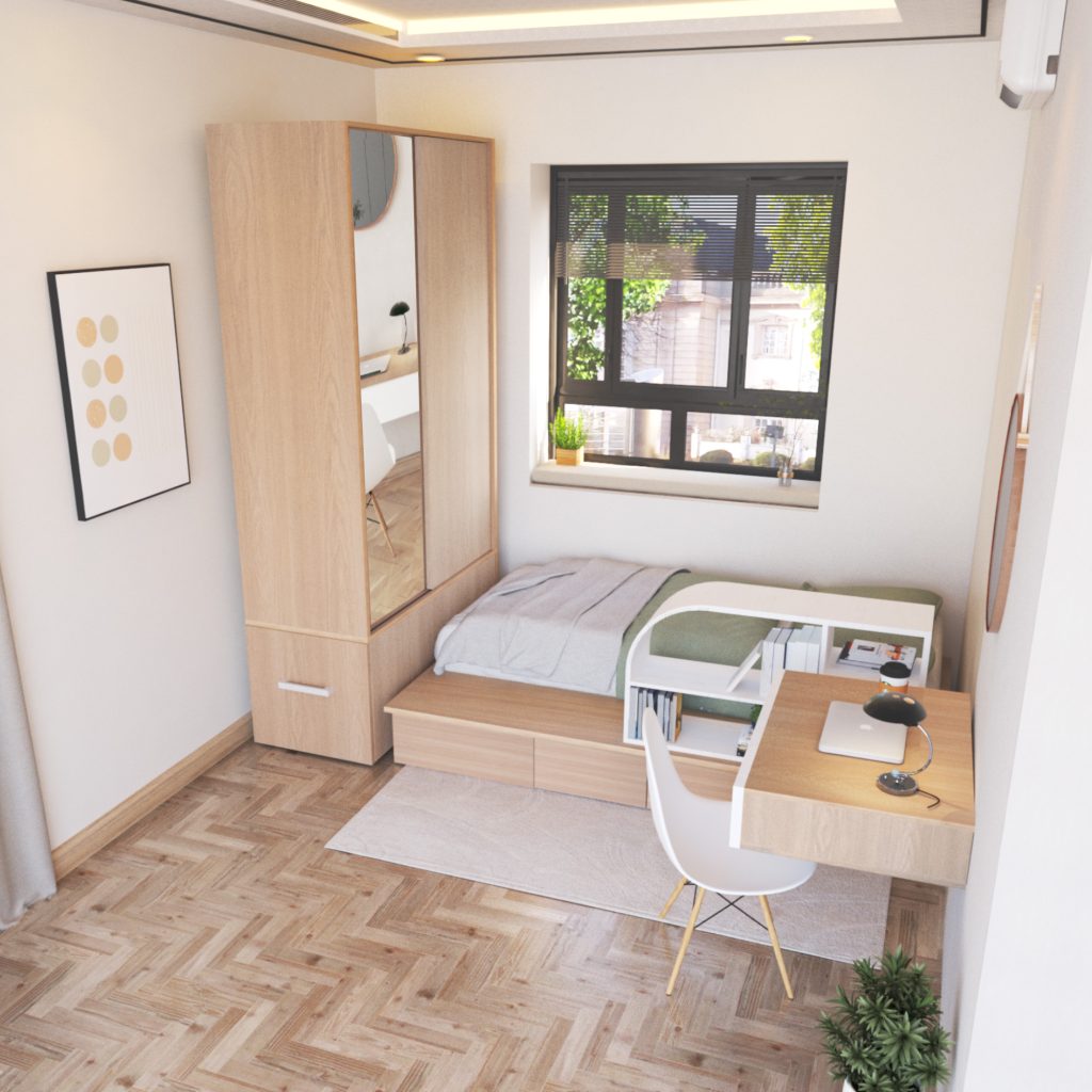 Set Kamar Tidur Kayu Minimalis Modern | Roma – Kirana Furniture