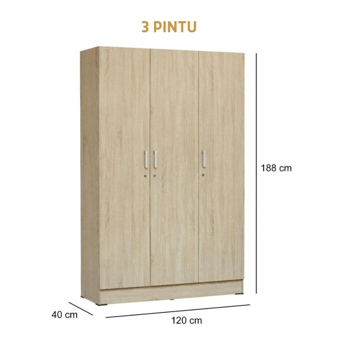 Lemari Pakaian Kayu Minimalis Modern | Wanaka Wardrobe – Kirana Furniture - Gambar 3