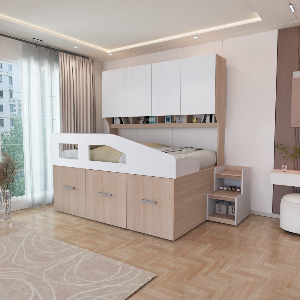 Set Kamar Tidur Kayu Minimalis Modern | Napoli – Kirana Furniture