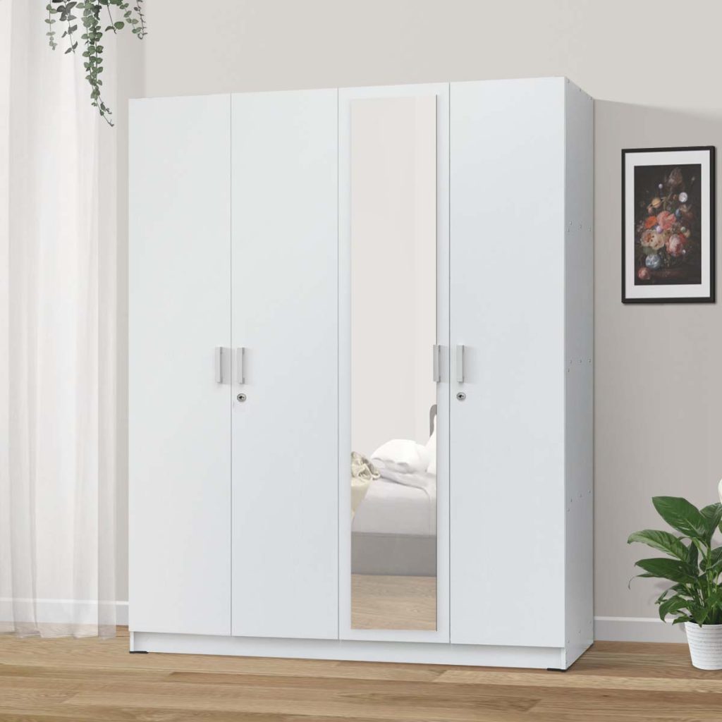 Lemari Pakaian Kayu 4 Pintu Minimalis Modern | Madison Wardrobe – Kirana Furniture