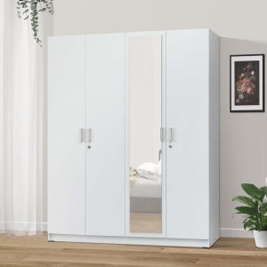 Lemari Pakaian Kayu 4 Pintu Minimalis Modern | Madison Wardrobe – Kirana Furniture