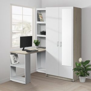 Lemari Pakaian Kayu 2 Pintu Minimalis Modern | Sandiego Wardrobe – Kirana Furniture