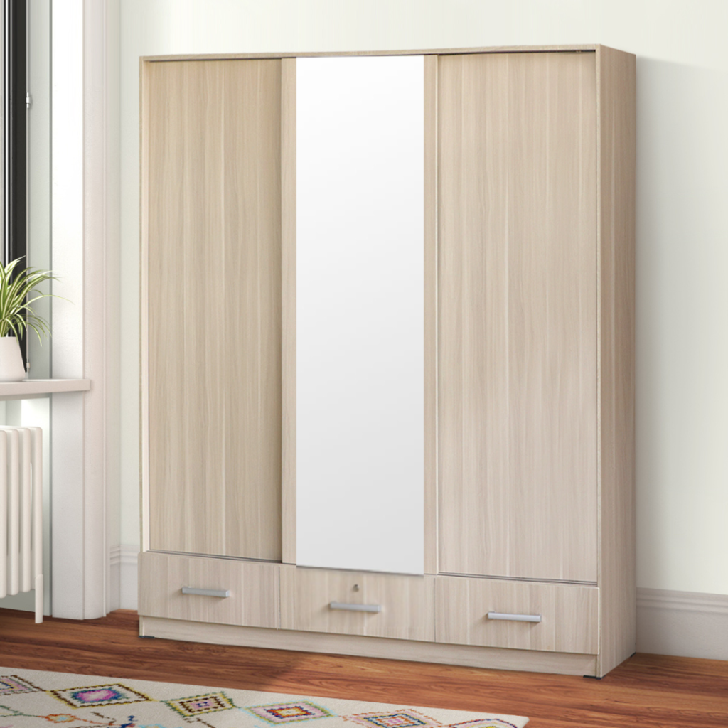 Lemari Sliding Kayu Minimalis Modern | Bergen Wardrobe – Kirana Furniture