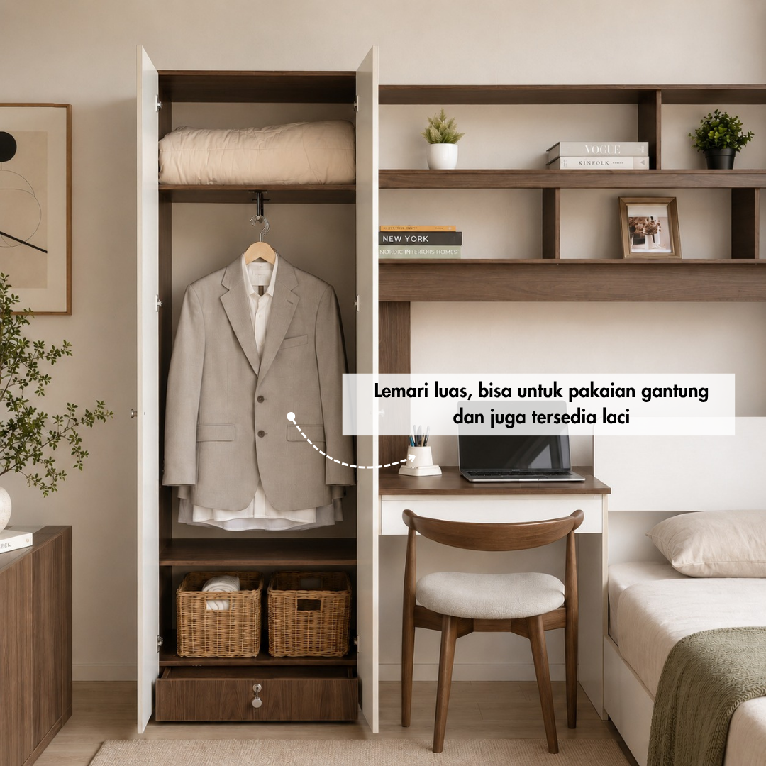 Set Kamar Tidur Kayu Minimalis Modern | Illinois – Kirana Furniture - Gambar 7