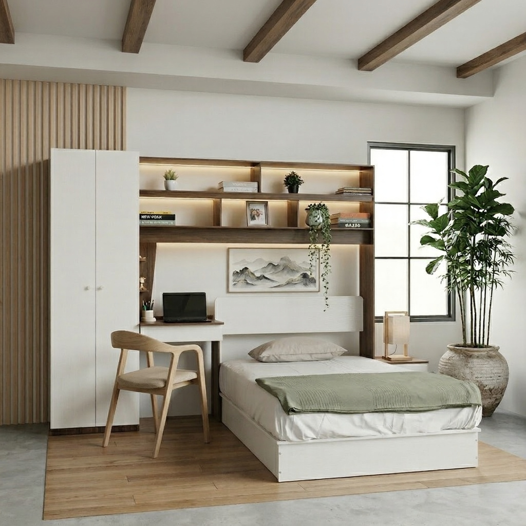 Set Kamar Tidur Kayu Minimalis Modern | Illinois – Kirana Furniture