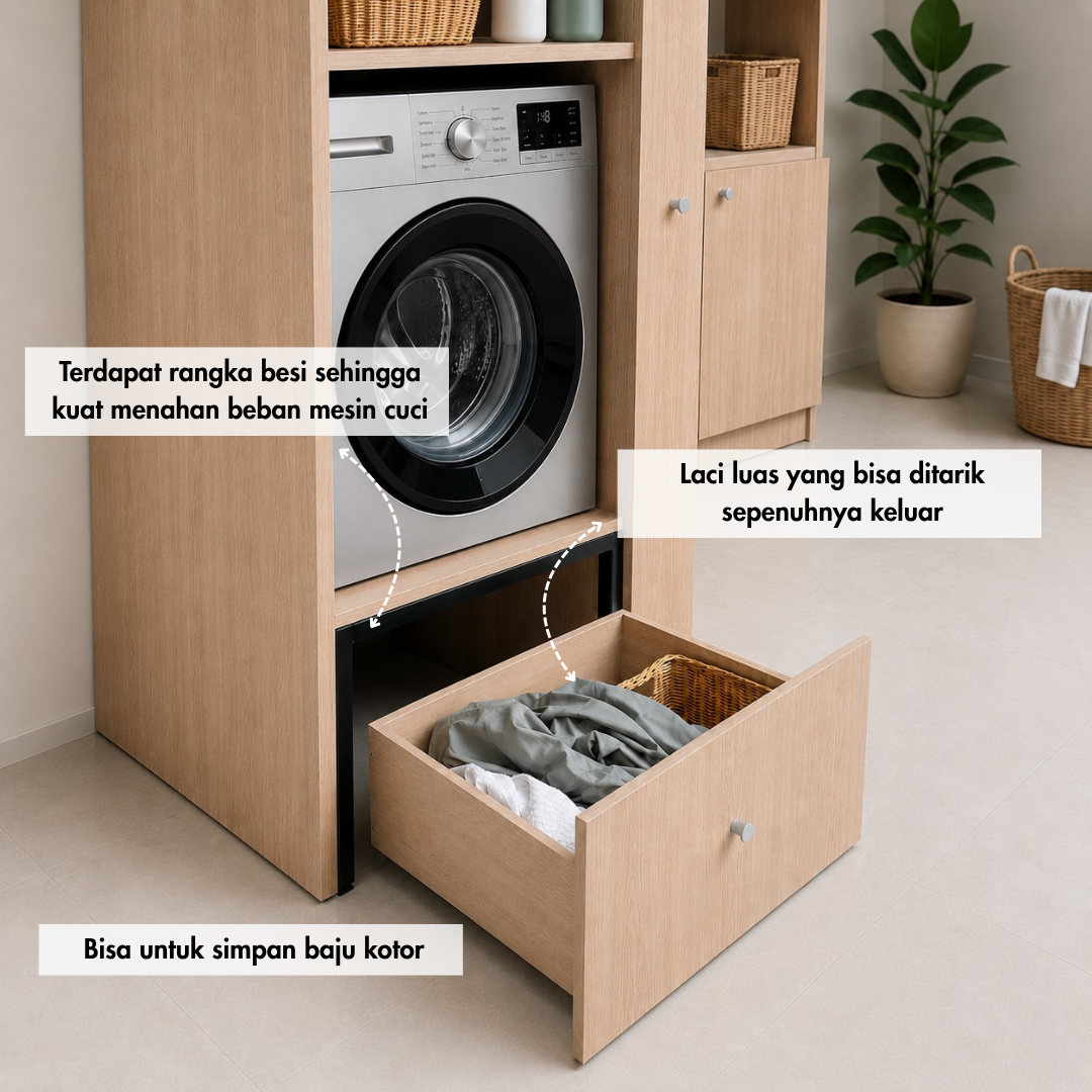 Lemari Laundry Kayu Minimalis Modern | Cordoba - Kirana Furniture - Gambar 6