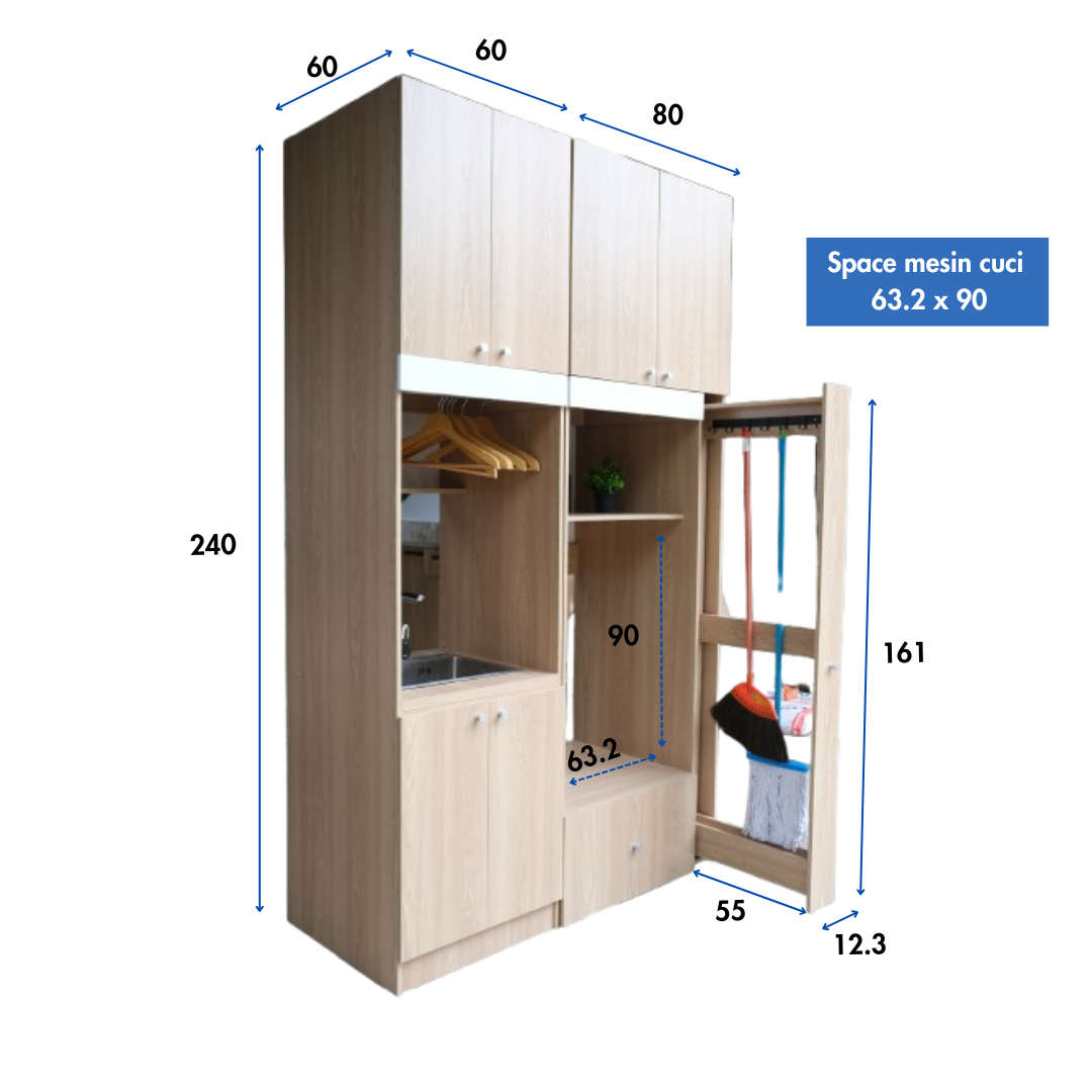 Lemari Laundry Kayu Minimalis Modern | Cordoba - Kirana Furniture - Gambar 2